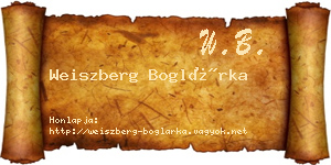 Weiszberg Boglárka névjegykártya
